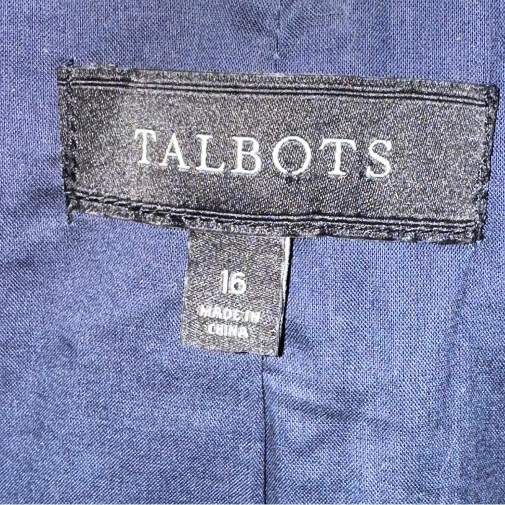 Talbots Tiny Ditsy Blue Floral Cotton Jacket Blazer Notch Collar Size 16 - Picture 6 of 12